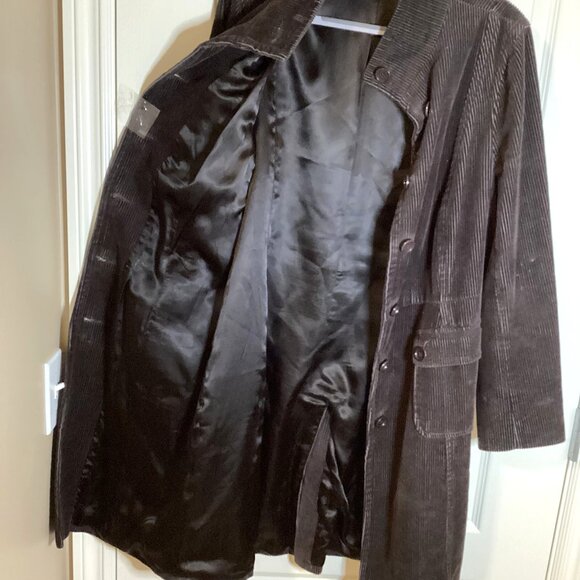 Jacob Women's Dark Brown Corduroy Coat With High Neck Lined Y2K Pockets - Picture 7 of 13